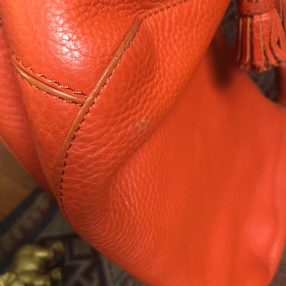 Cole Haan-Orange Pebble Leather Satchel-Hobo Bag - Picture 7 of 8